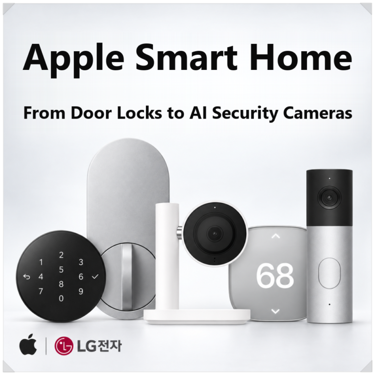 Apple Home Collection smart lock, video doorbell, cameras and thermostat made with LG