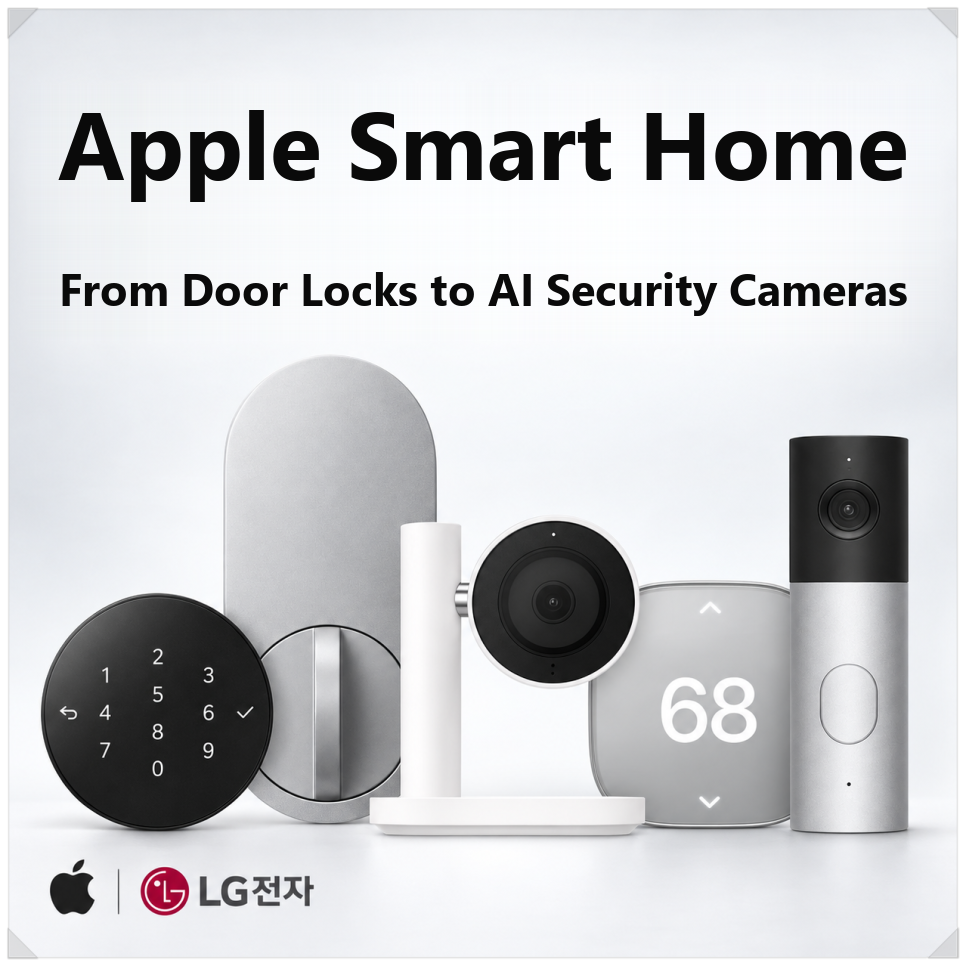 Apple Home Collection smart lock, video doorbell, cameras and thermostat made with LG