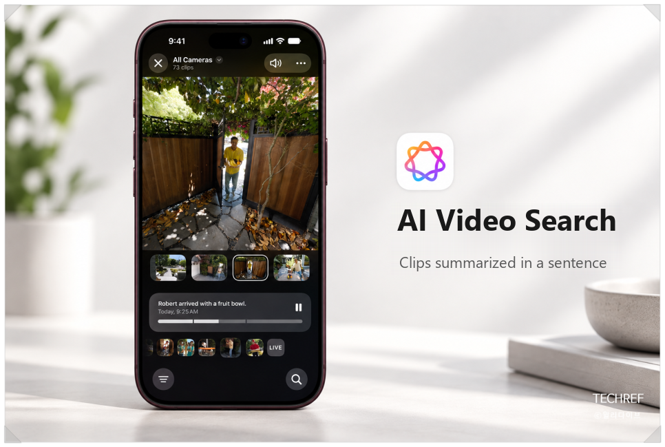 Apple Home camera clip with an AI-generated summary on iPhone