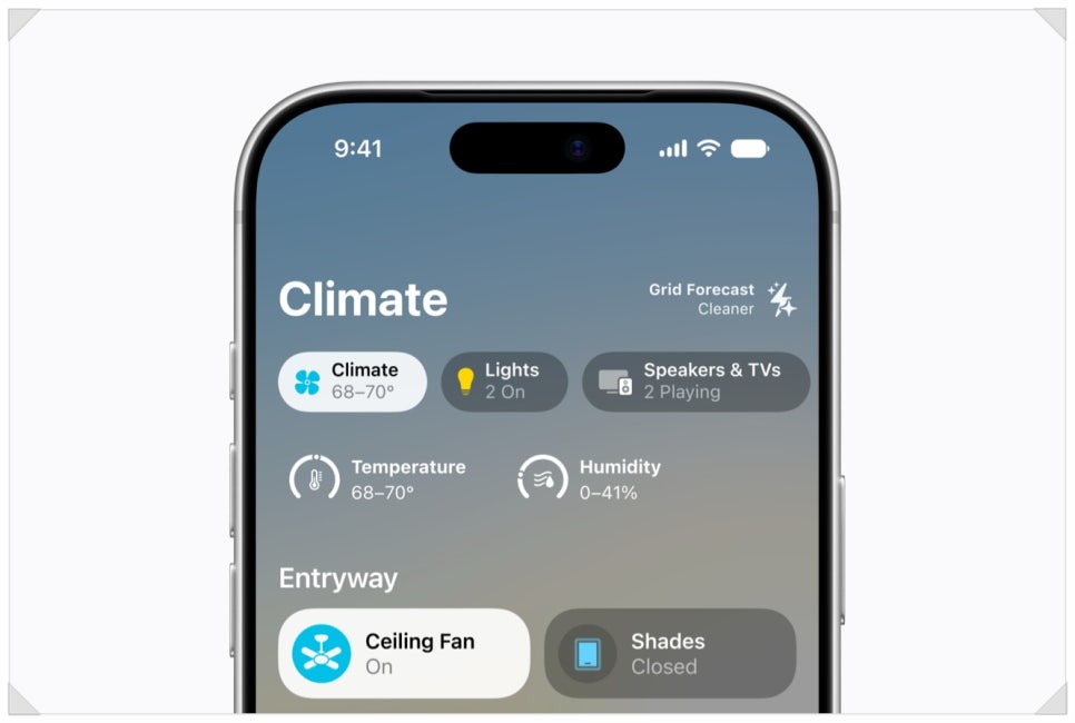 Climate controls in the Apple Home app on iPhone