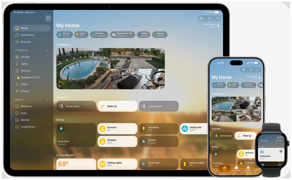 Apple Home app on iPad, iPhone and Apple Watch